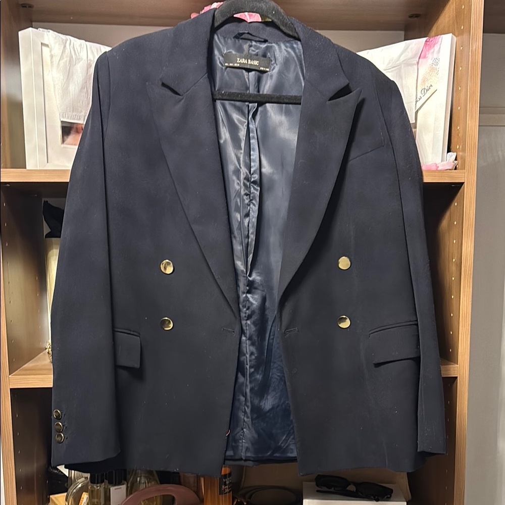Zara Black Double-Breasted Blazer